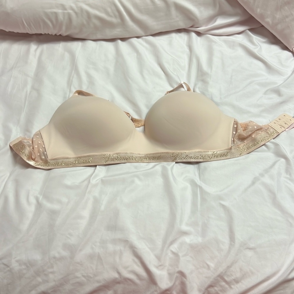 Victorias Secret Blush Pink and Gold SparkleRacerback  Bra